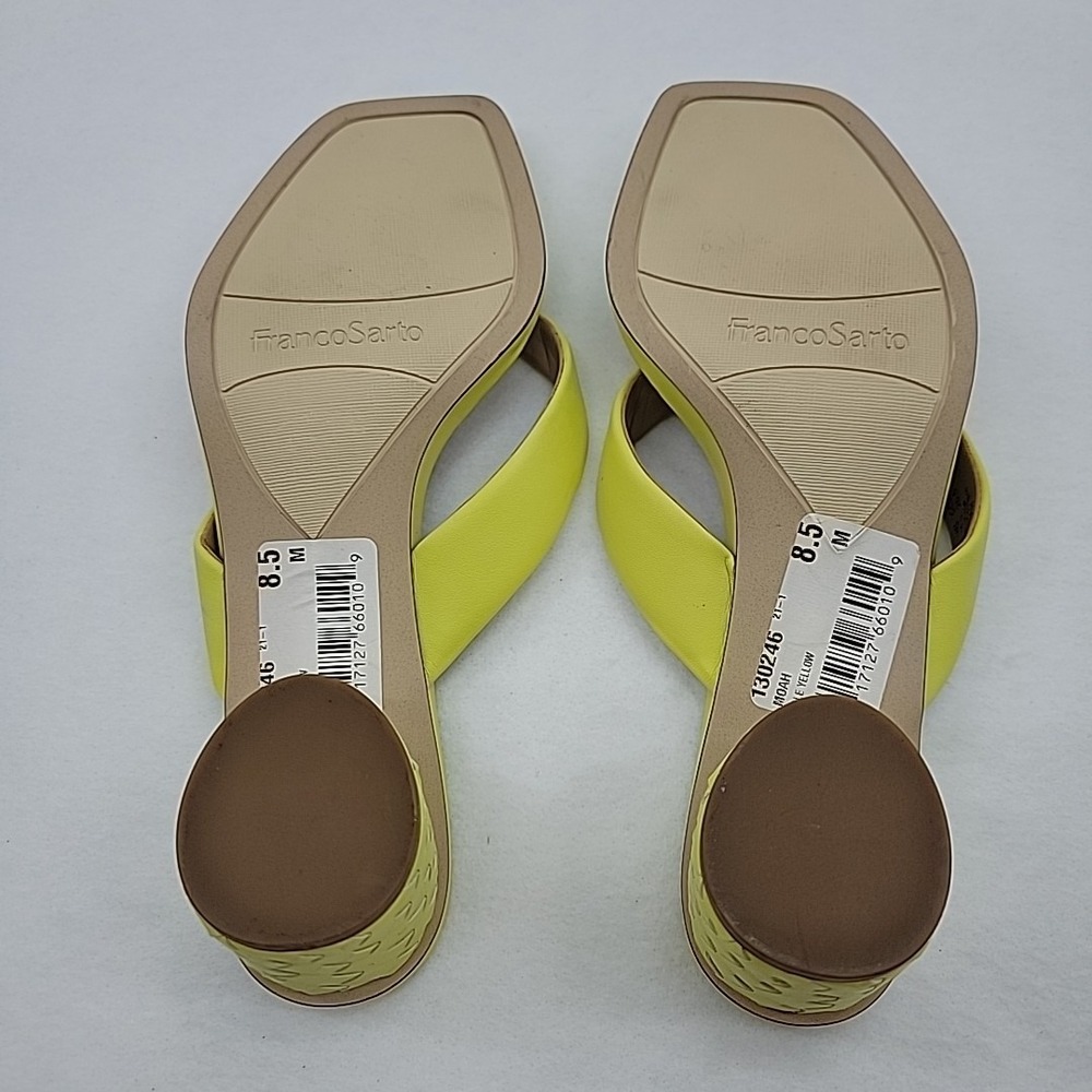 FRANCO SARTO Women's Moah Bright Yellow Thong Kitten Block Heels Woven Sz 8.5M - Picture 5 of 10